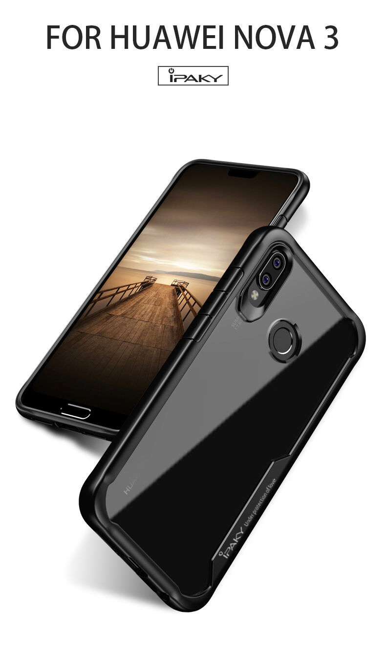 Ipaky etui przezroczyste z ramką do Huawei Nova 3 - czerwone