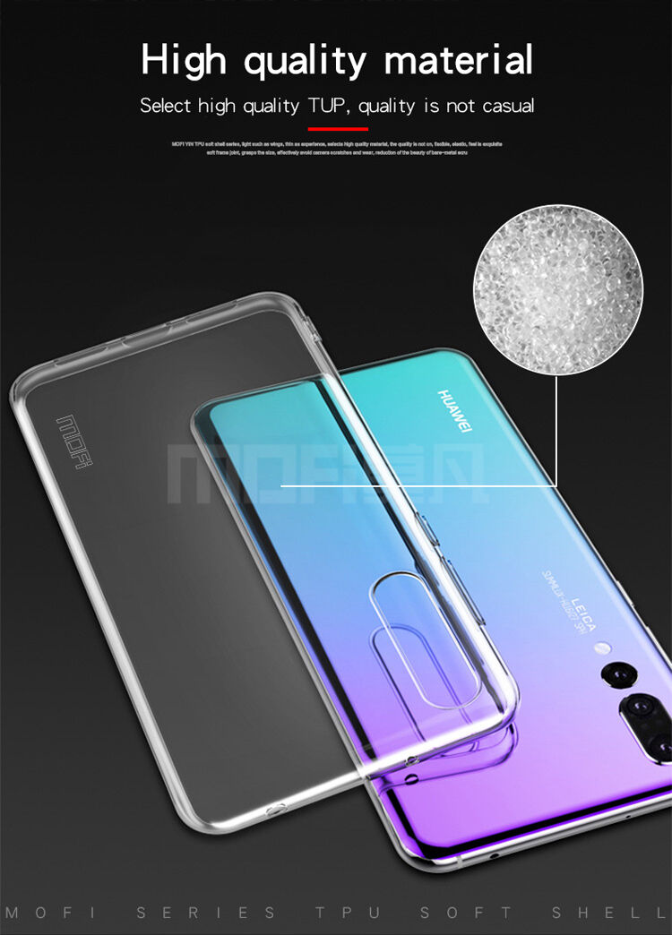 Mofi Yin etui przezroczyste z miękkiego plastiku do Huawei P20 Pro - niebieskie