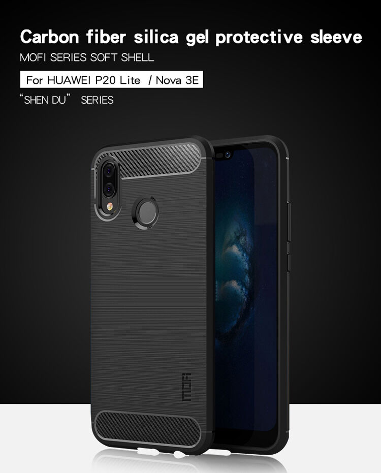 Mofi etui plastikowe z teksturą szlifowaną do Huawei P20 Lite - czarne