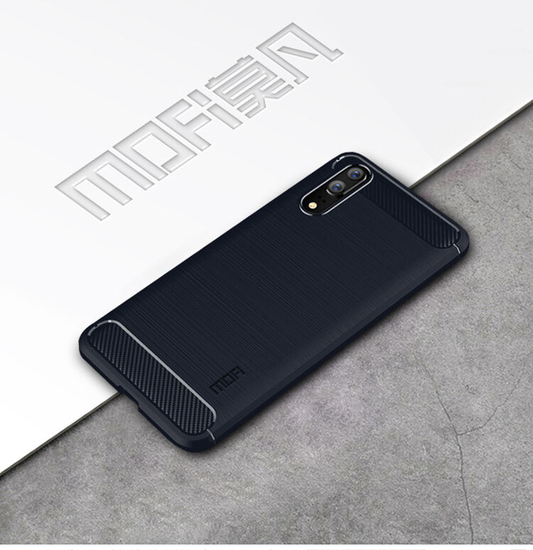 Mofi etui plastikowe z teksturą szlifowaną do Huawei P20 - czerwone