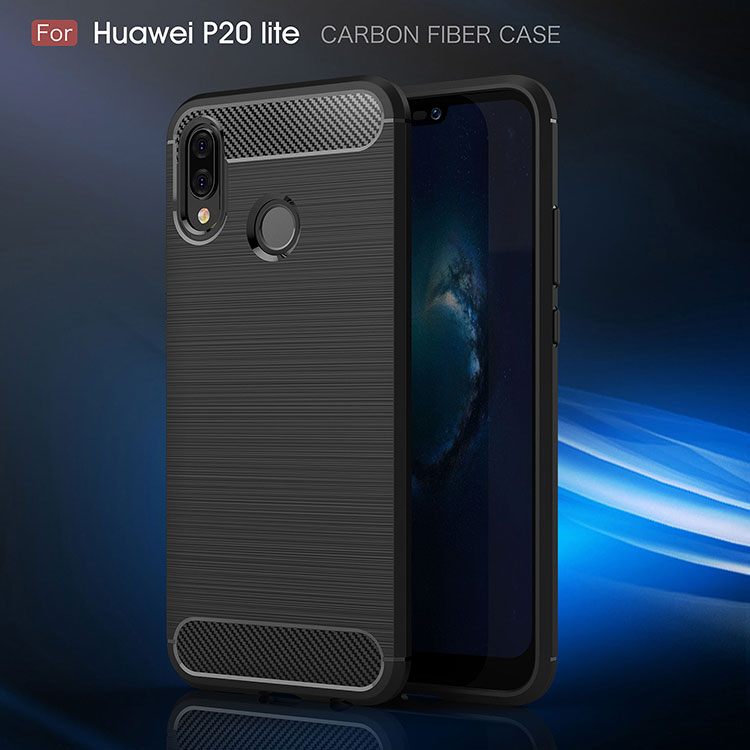 Etui plastikowe z teksturą szlifowaną do Huawei P20 Lite - ciemnoniebieskie