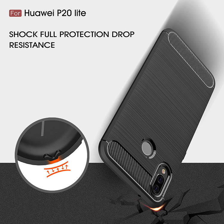 Etui plastikowe z teksturą szlifowaną do Huawei P20 Lite - ciemnoniebieskie