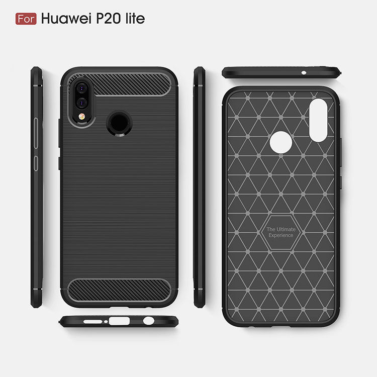Etui plastikowe z teksturą szlifowaną do Huawei P20 Lite - ciemnoniebieskie