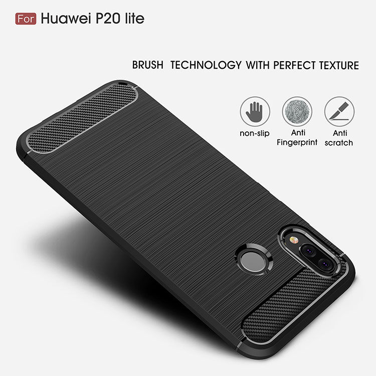 Etui plastikowe z teksturą szlifowaną do Huawei P20 Lite - czarne