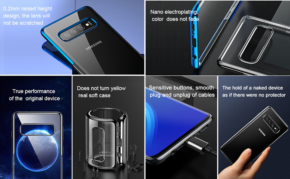 Baseus Etui plastikowe przezroczyste z ramką do Samsung Galaxy S10 Plus - niebieskie