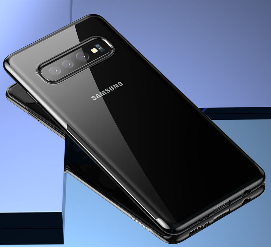 Baseus Etui plastikowe przezroczyste z ramką do Samsung Galaxy S10 Plus - niebieskie