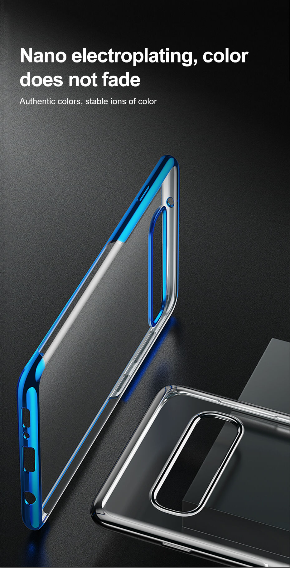 Baseus Etui plastikowe przezroczyste z ramką do Samsung Galaxy S10 Plus - czarne