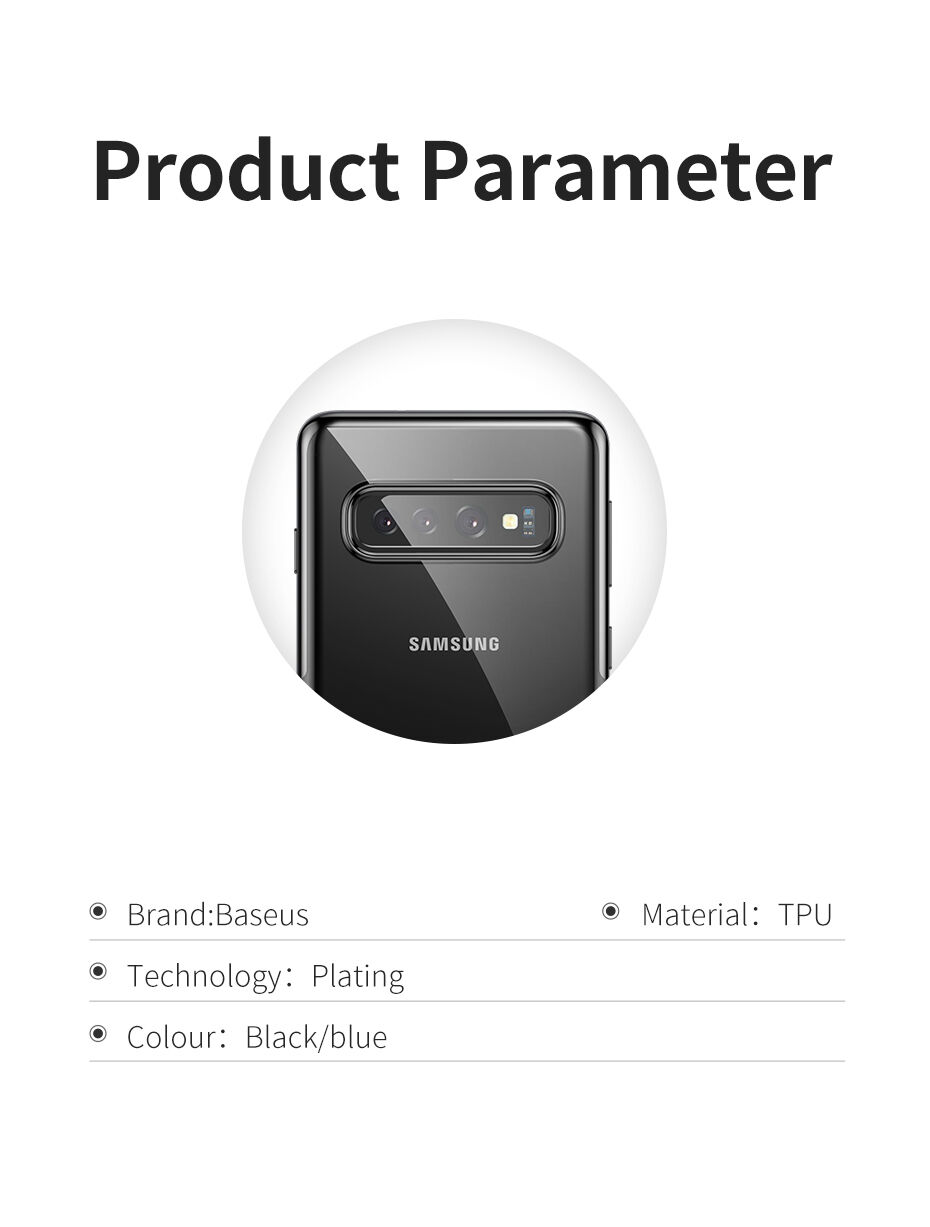 Baseus Etui plastikowe przezroczyste z ramką do Samsung Galaxy S10 Plus - czarne