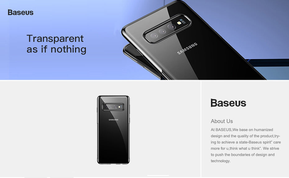 Baseus Etui plastikowe przezroczyste z ramką do Samsung Galaxy S10 - czarne