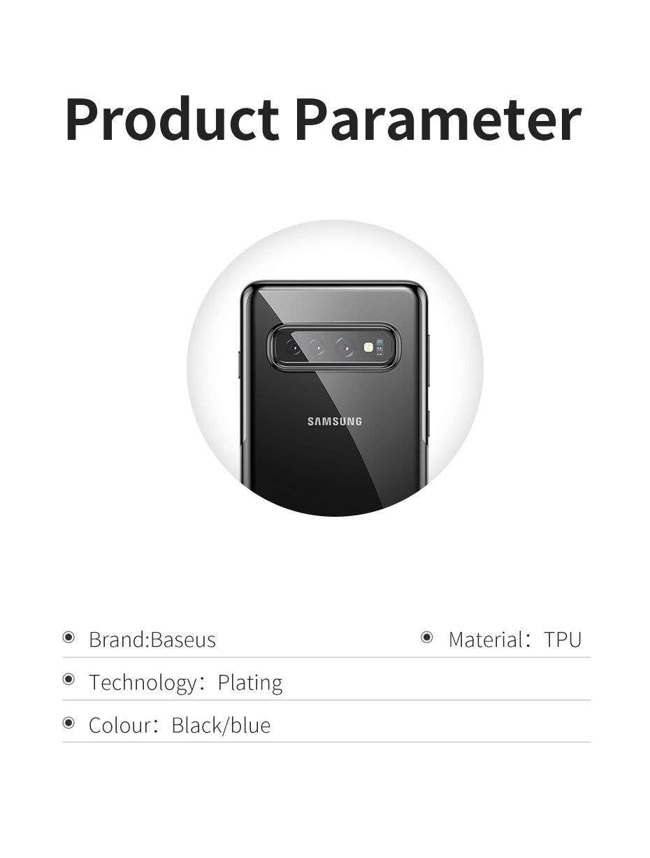Baseus Etui plastikowe przezroczyste z ramką do Samsung Galaxy S10 - czarne