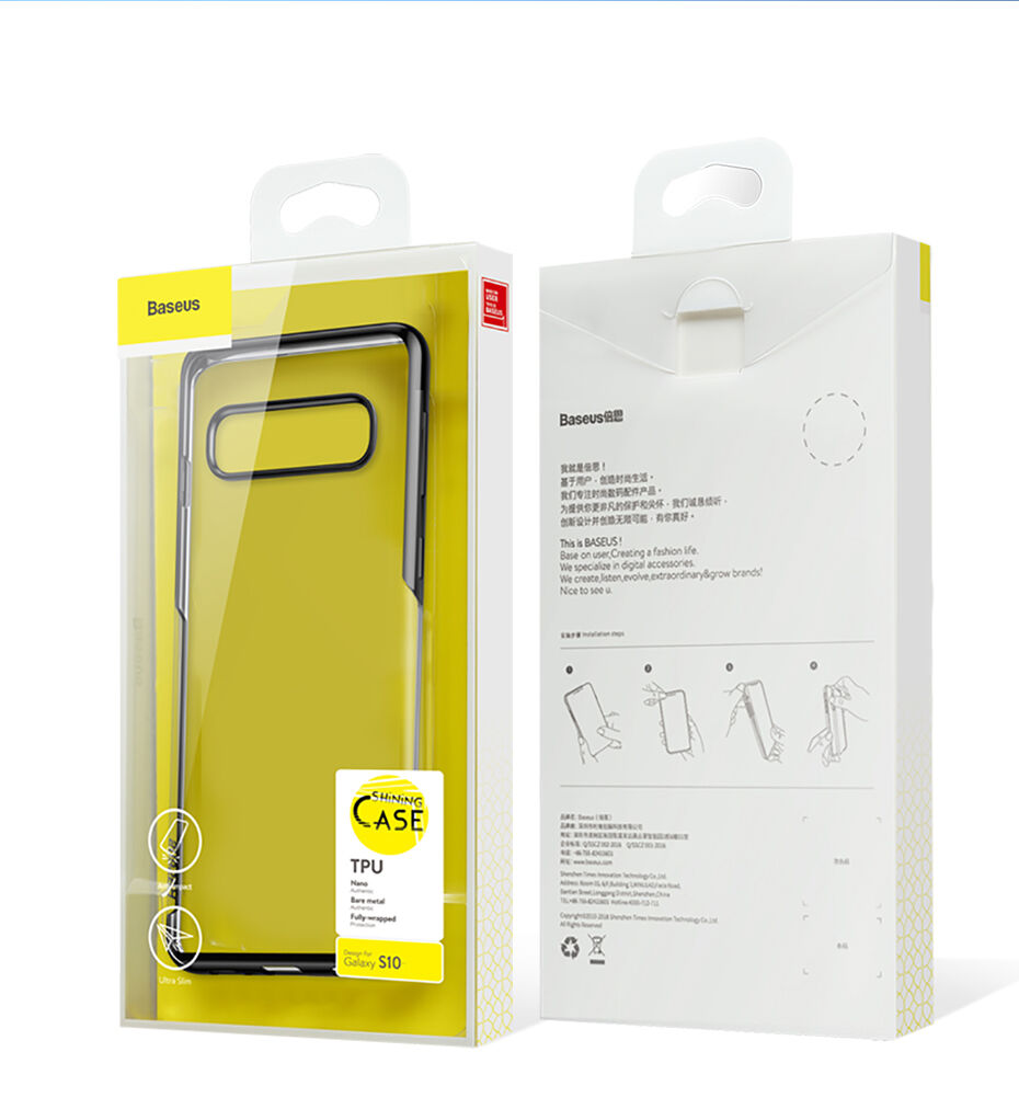 Baseus Etui plastikowe przezroczyste z ramką do Samsung Galaxy S10 - czarne