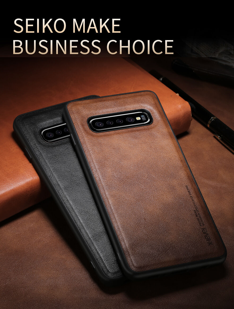 X-Level etui z powierzchnią skórzaną do Samsung Galaxy S10 - brązowe