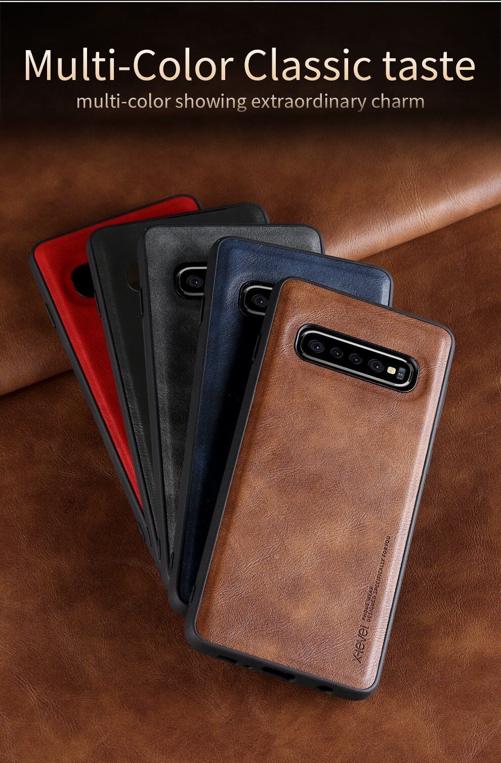 X-Level etui z powierzchnią skórzaną do Samsung Galaxy S10 - brązowe
