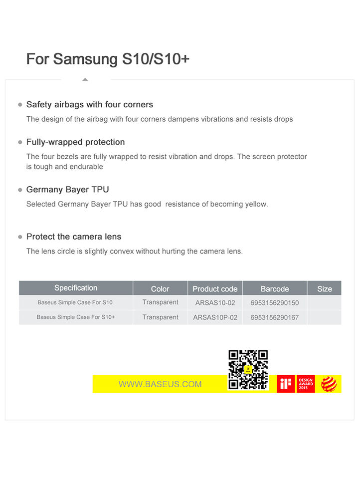 Baseus Etui ochronne plastikowe do Samsung Galaxy S10 - przezroczyste