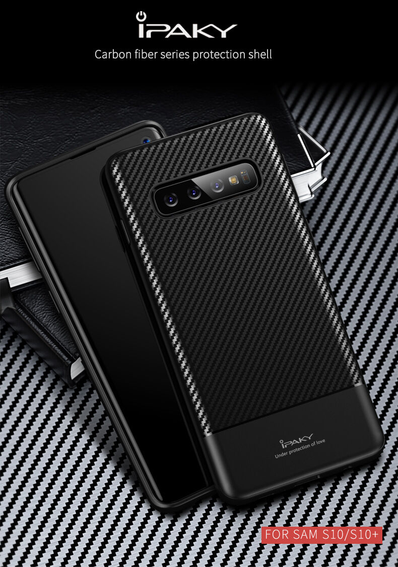 Ipaky etui z teksturą włókien karbonowych do Samsung Galaxy S10 - szare