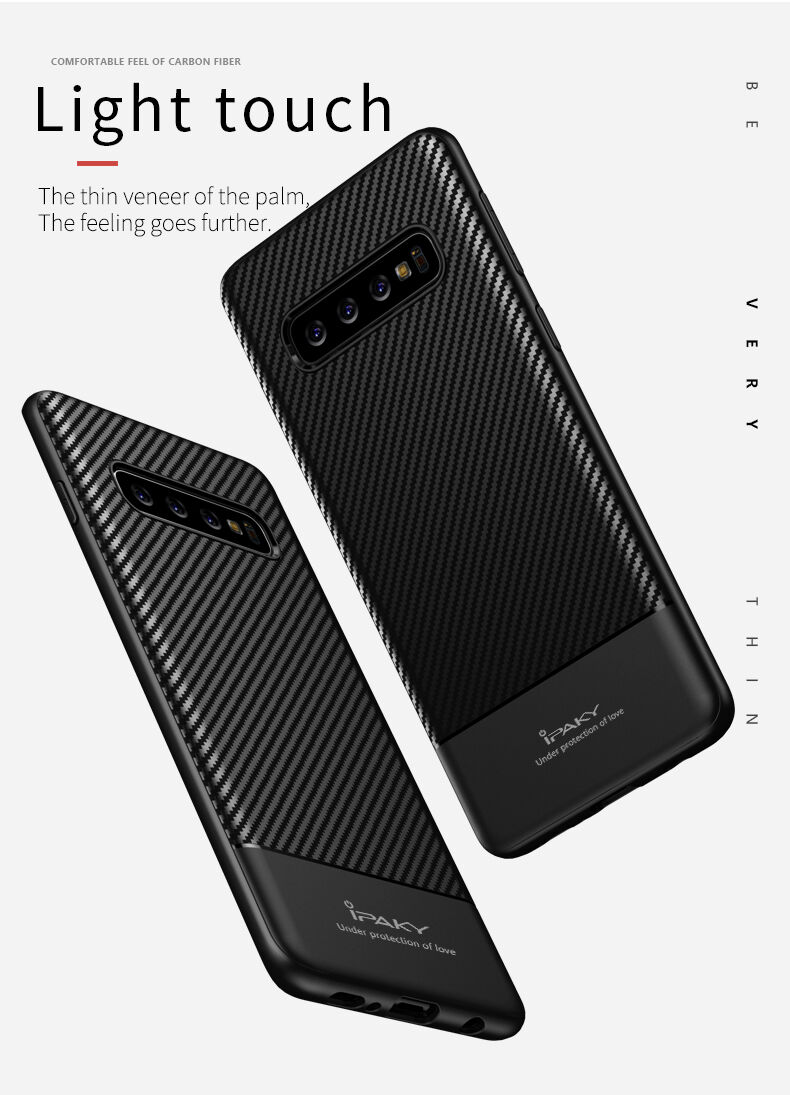 Ipaky etui z teksturą włókien karbonowych do Samsung Galaxy S10 - czarne