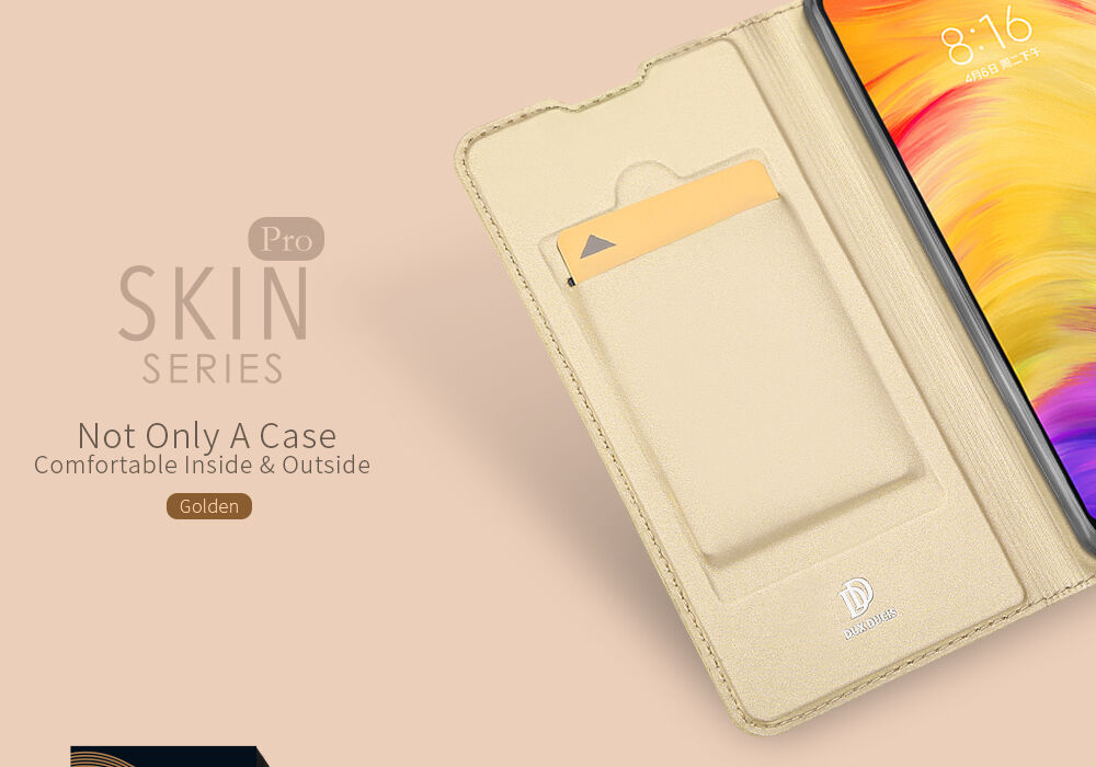 Dux Ducis pokrowiec skórzany z kieszenią na karty Xiaomi Redmi Note 7 - złoty