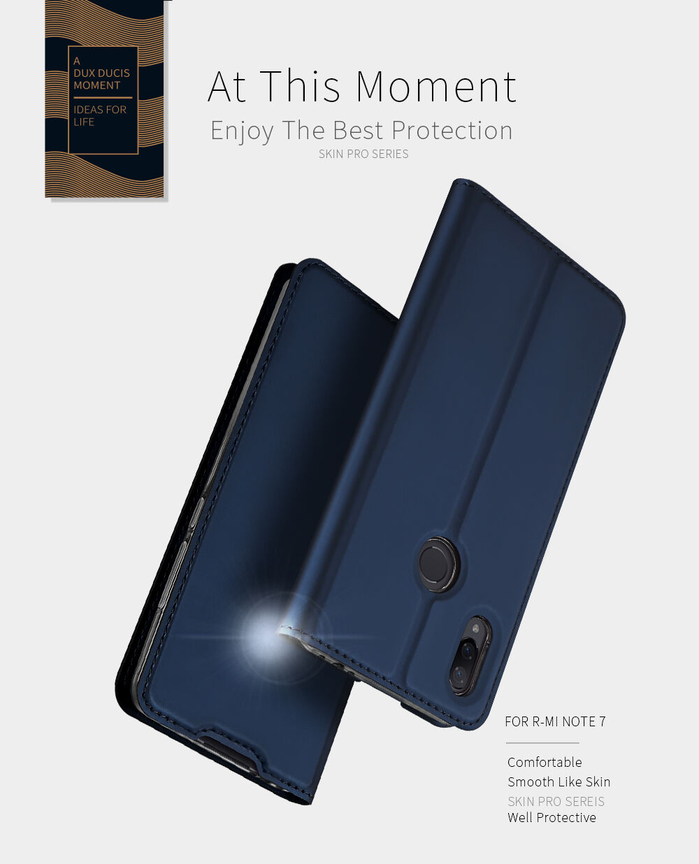 Dux Ducis pokrowiec skórzany z kieszenią na karty Xiaomi Redmi Note 7 - złoty
