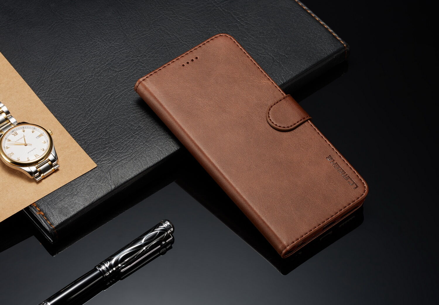 LC.imeeke pokrowiec portfelowy skórzany do Xiaomi Redmi Note 6 Pro - czarny