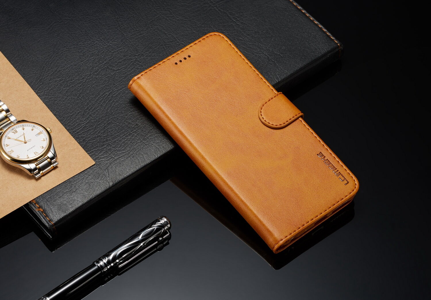 LC.imeeke pokrowiec portfelowy skórzany do Xiaomi Redmi Note 6 Pro - czarny