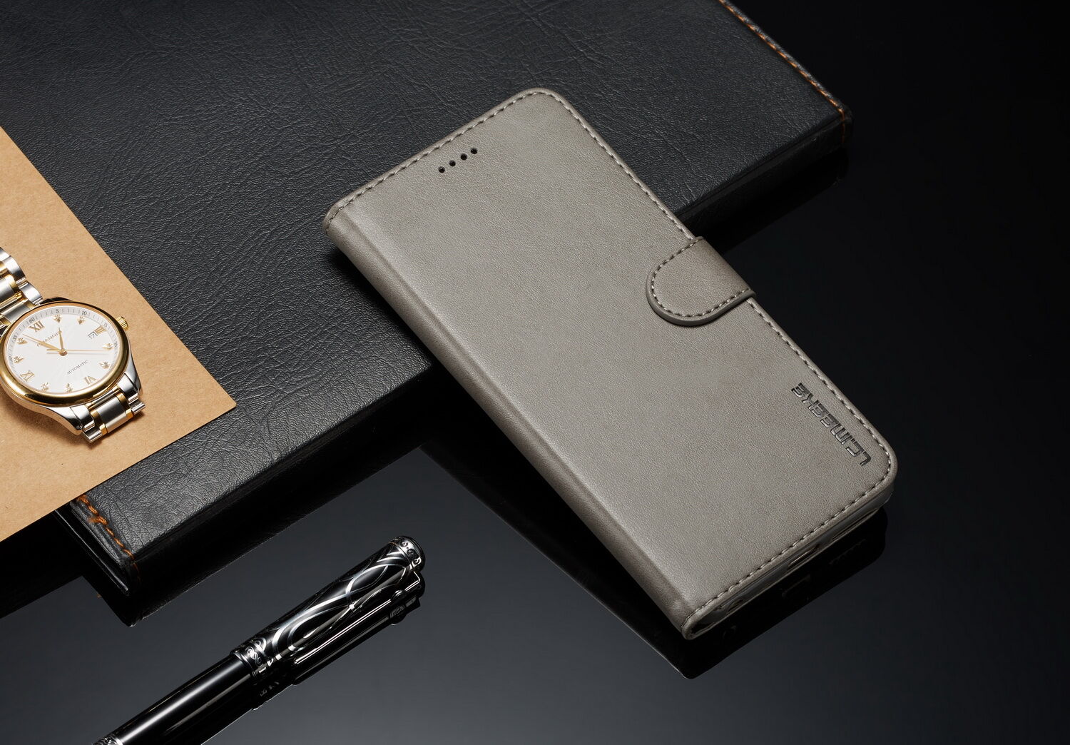 LC.imeeke pokrowiec portfelowy skórzany do Xiaomi Redmi Note 6 Pro - czarny
