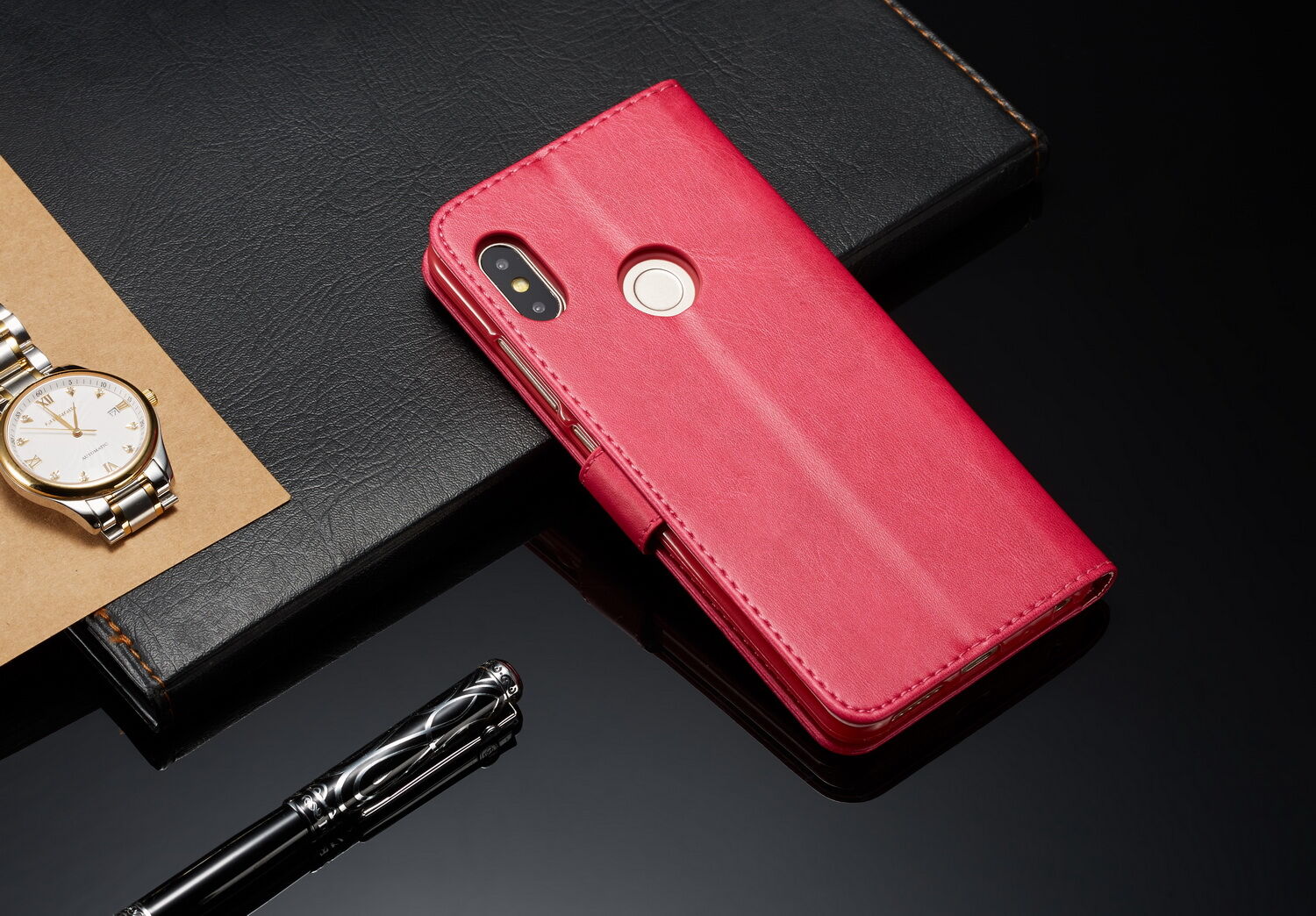 LC.imeeke pokrowiec portfelowy skórzany do Xiaomi Redmi Note 6 Pro - czarny