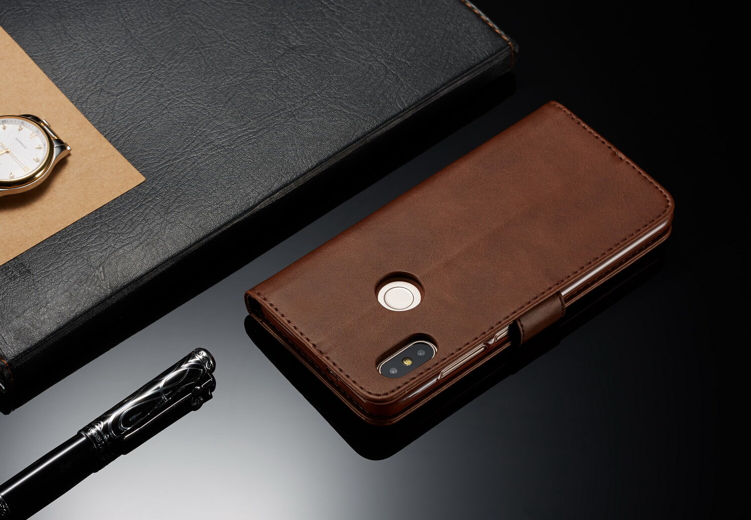 LC.imeeke pokrowiec portfelowy skórzany do Xiaomi Redmi Note 6 Pro - czarny