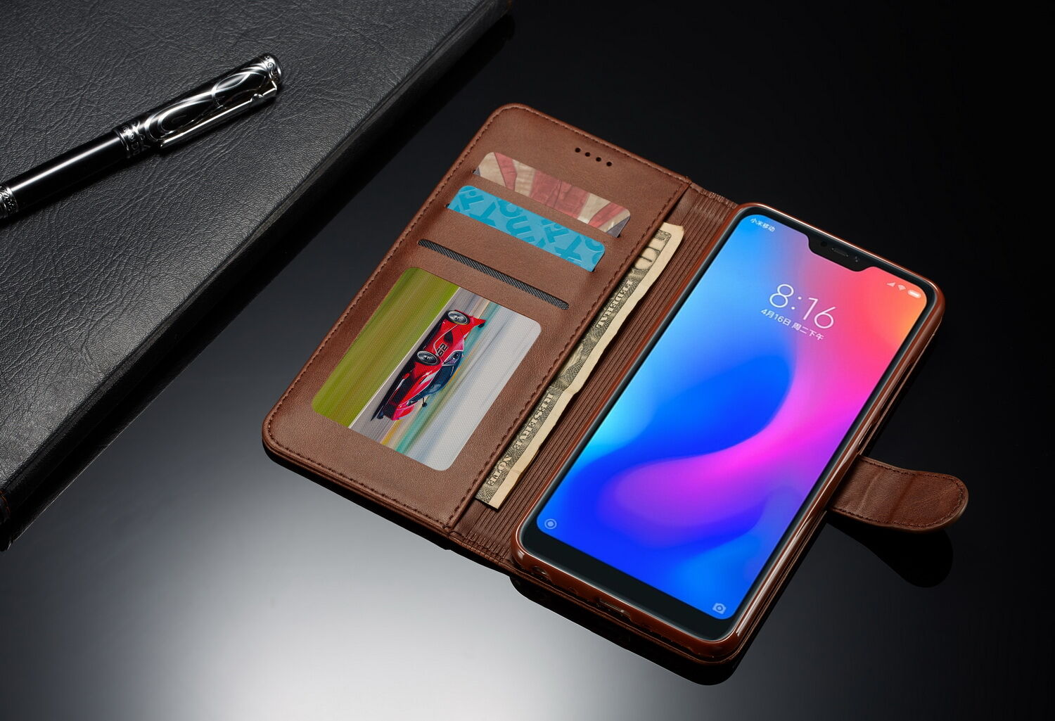 LC.imeeke pokrowiec portfelowy skórzany do Xiaomi Redmi Note 6 Pro - czarny