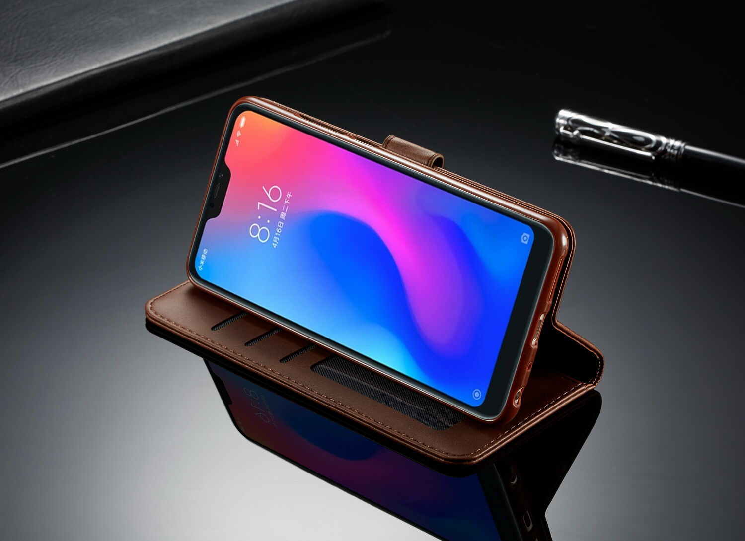 LC.imeeke pokrowiec portfelowy skórzany do Xiaomi Redmi Note 6 Pro - czarny