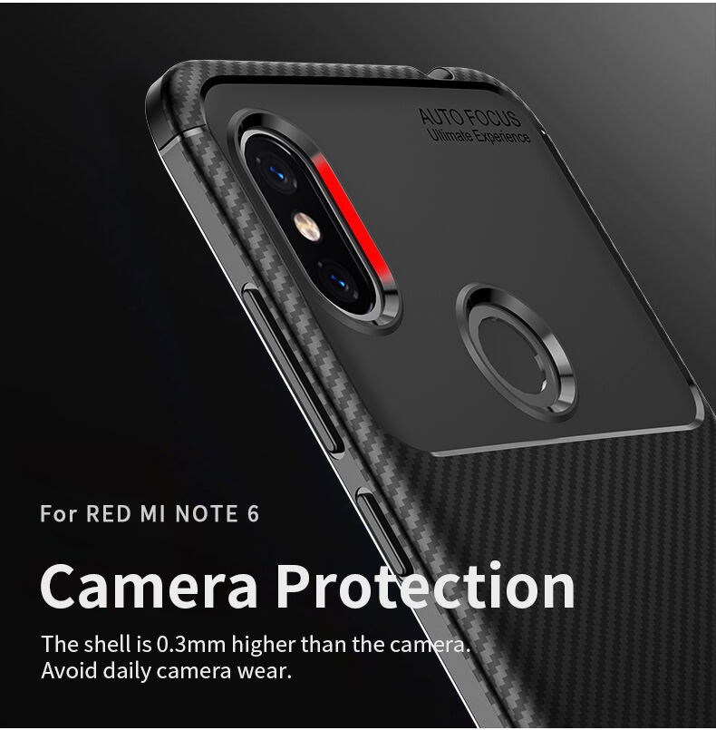 Ipaky miękkie etui ochronne z teksturą włókien karbonowych do Xiaomi Redmi Note 6 Pro - czarne