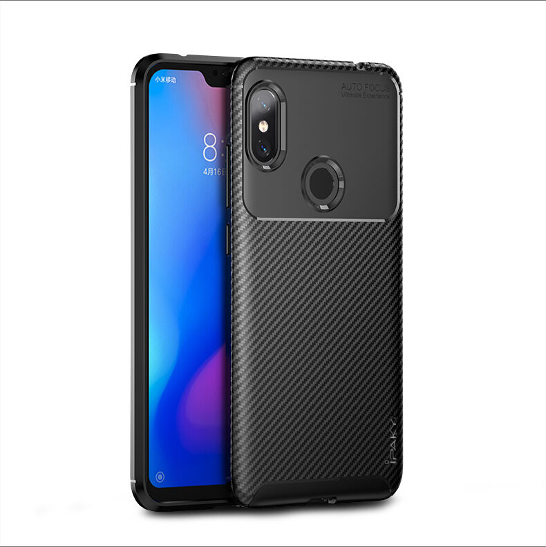 Ipaky miękkie etui ochronne z teksturą włókien karbonowych do Xiaomi Redmi Note 6 Pro - czarne