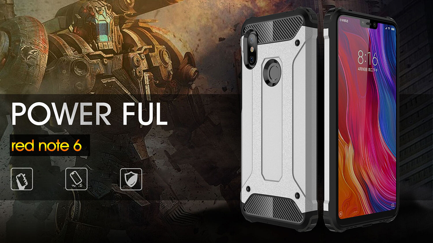 Super odporne etui Armor do Xiaomi Redmi Note 6 Pro - czerwone