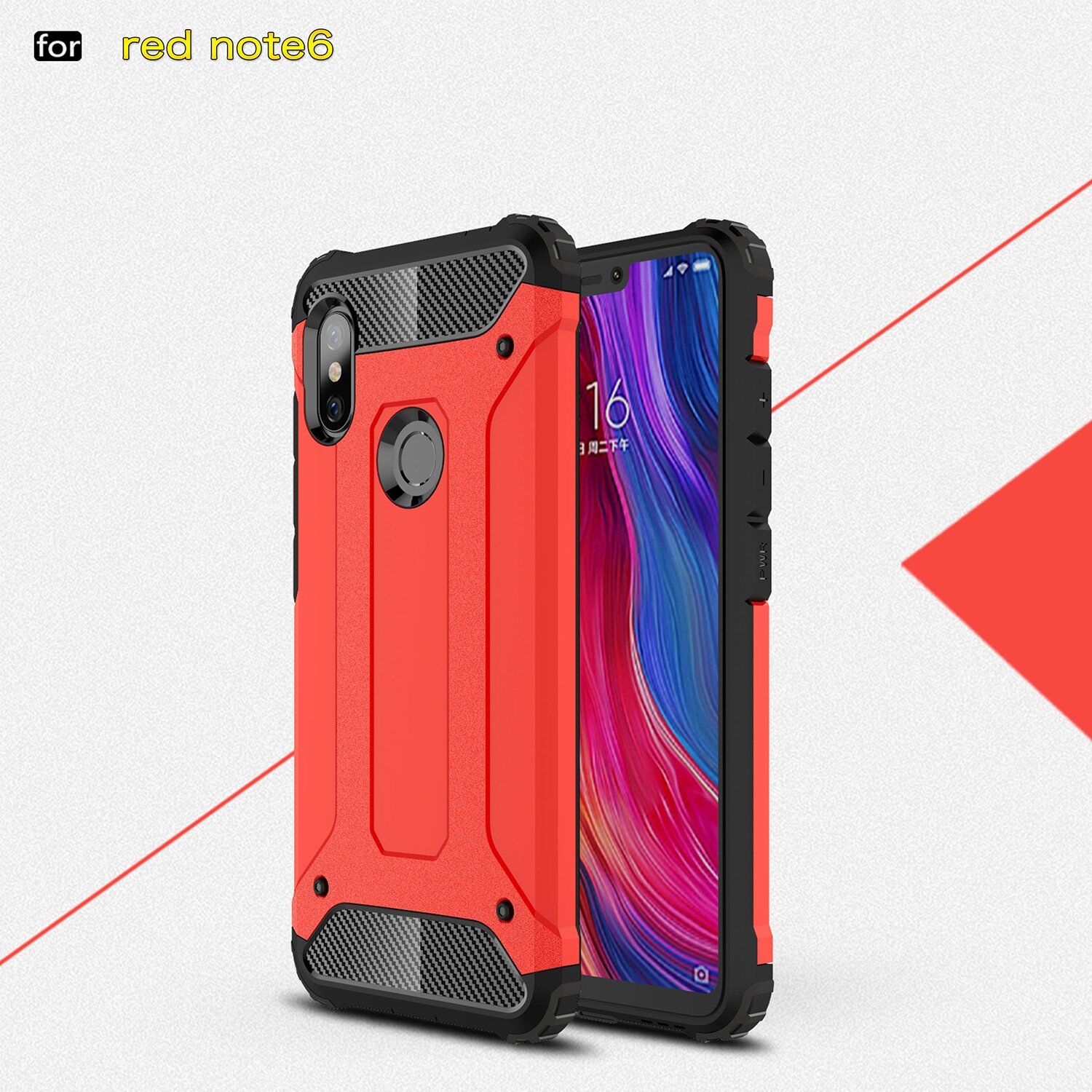 Super odporne etui Armor do Xiaomi Redmi Note 6 Pro - czerwone