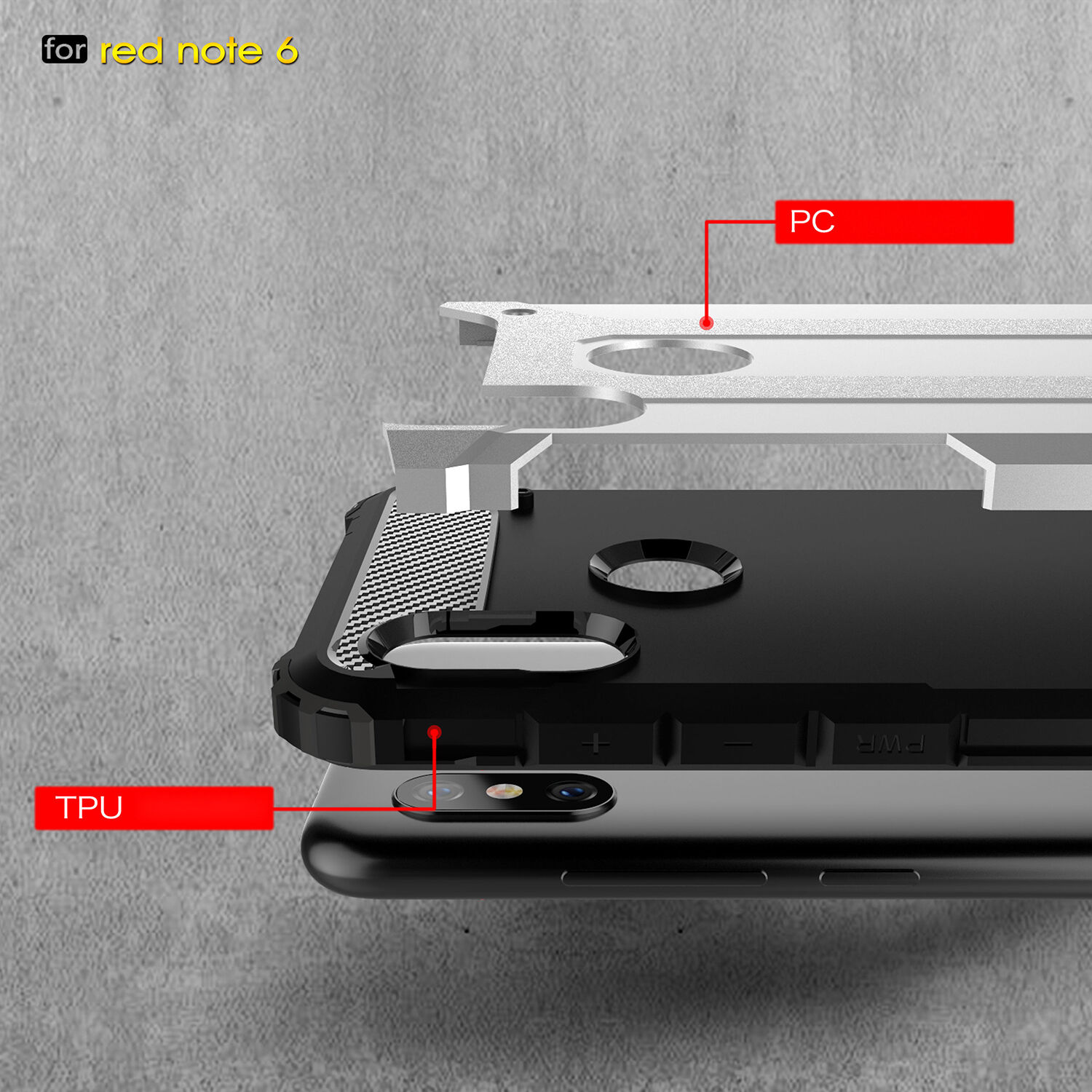 Super odporne etui Armor do Xiaomi Redmi Note 6 Pro - srebrne