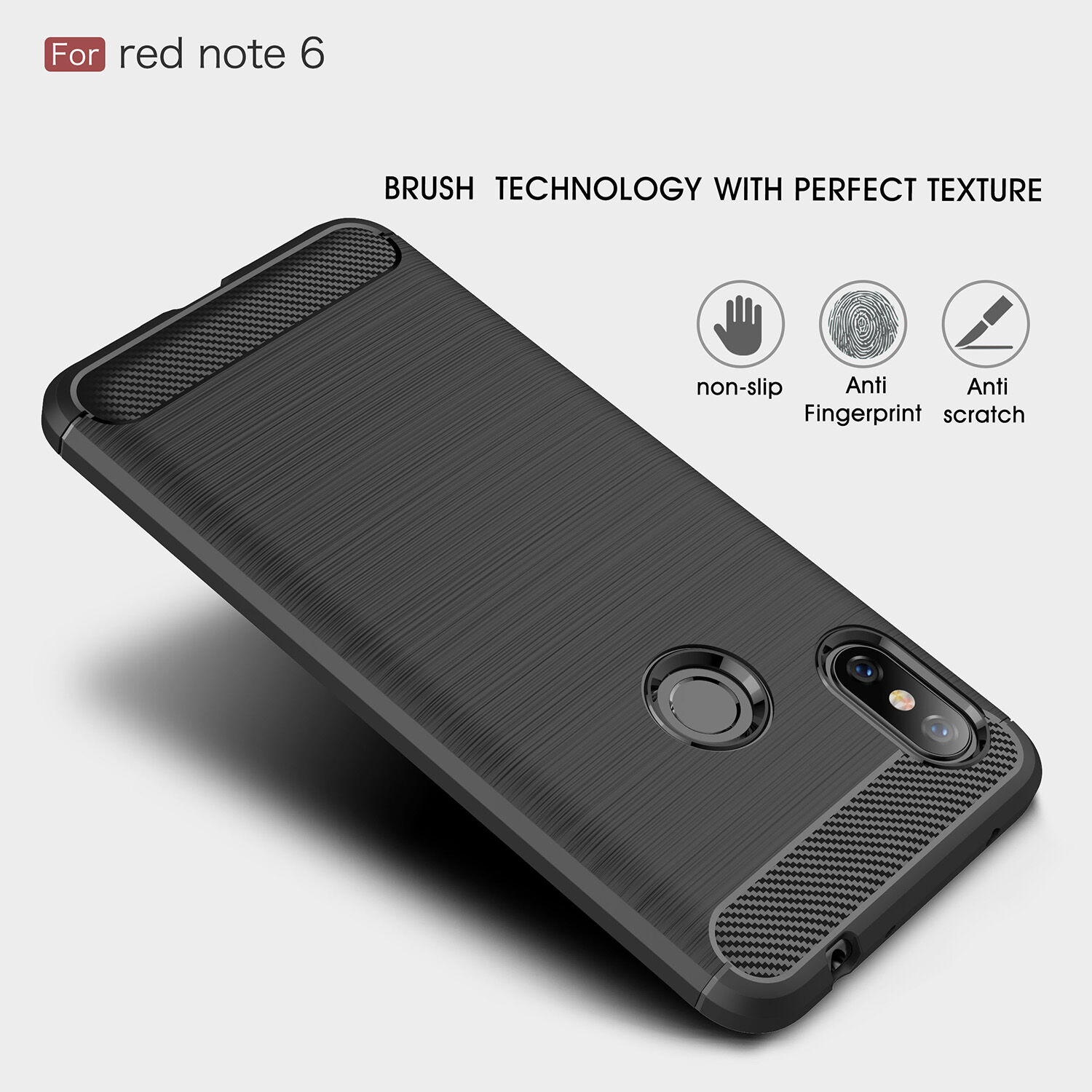Etui ochronne z teksturą szlifowaną do Xiaomi Redmi Note 6 Pro - ciemnoniebieskie