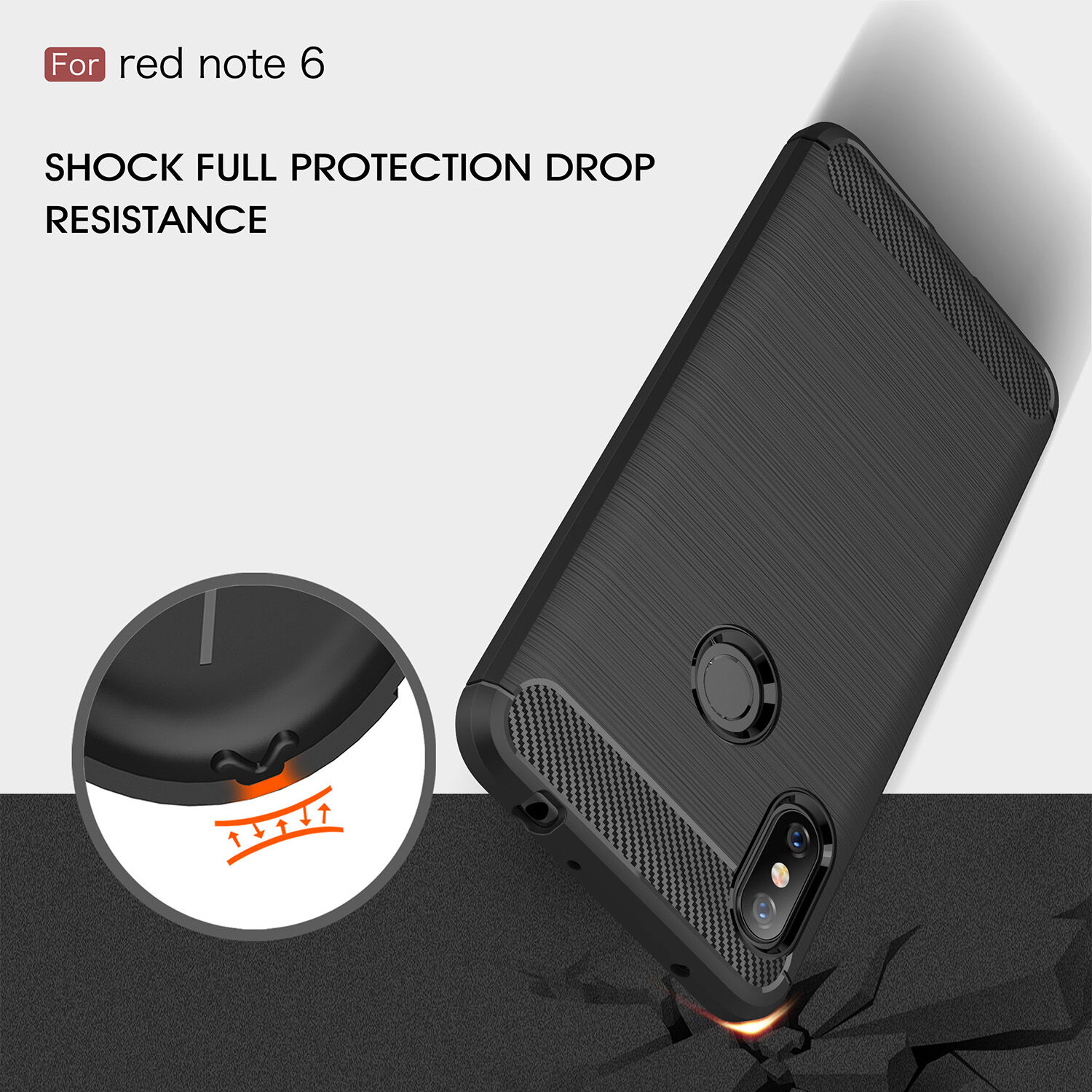 Etui ochronne z teksturą szlifowaną do Xiaomi Redmi Note 6 Pro - ciemnoniebieskie