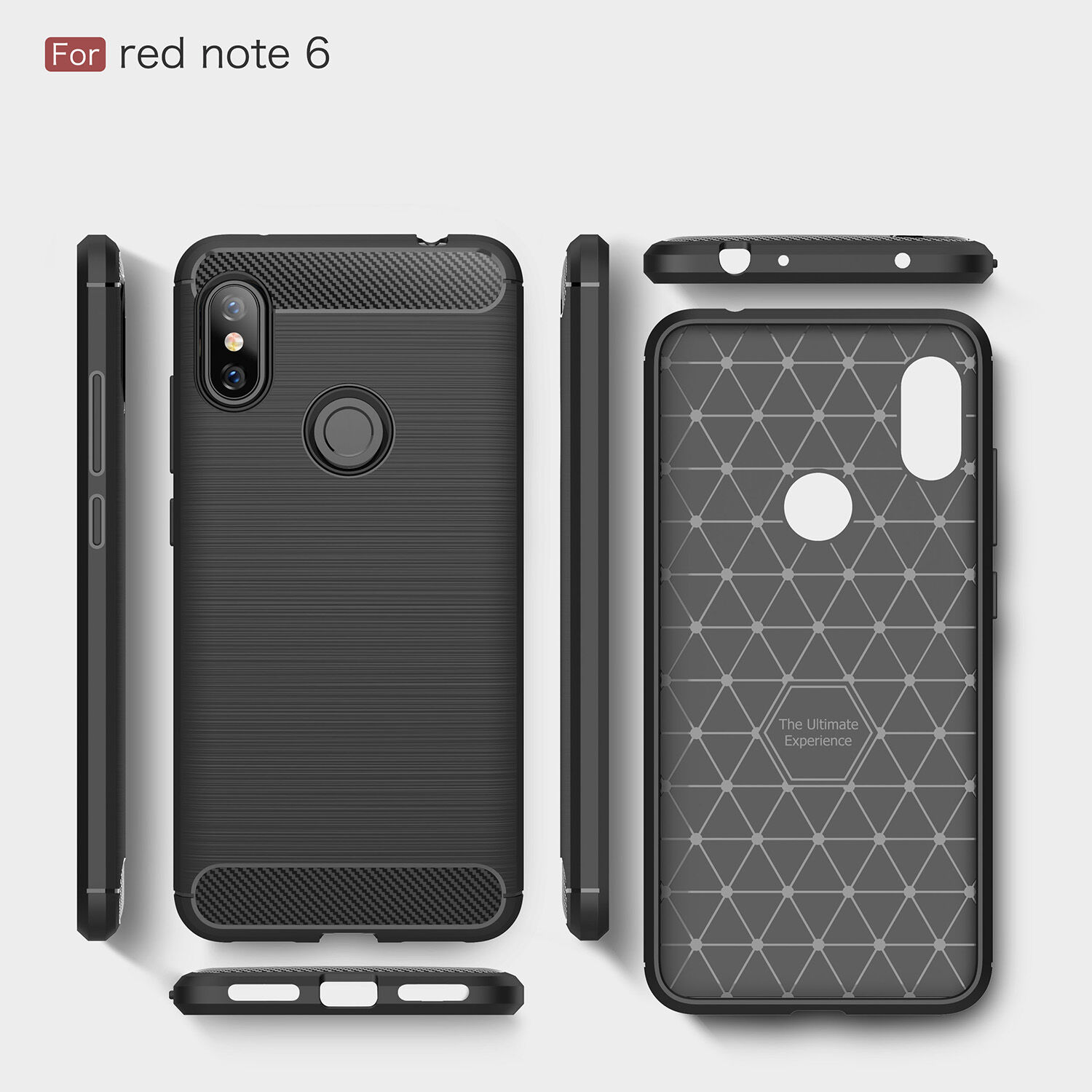 Etui ochronne z teksturą szlifowaną do Xiaomi Redmi Note 6 Pro - czerwone