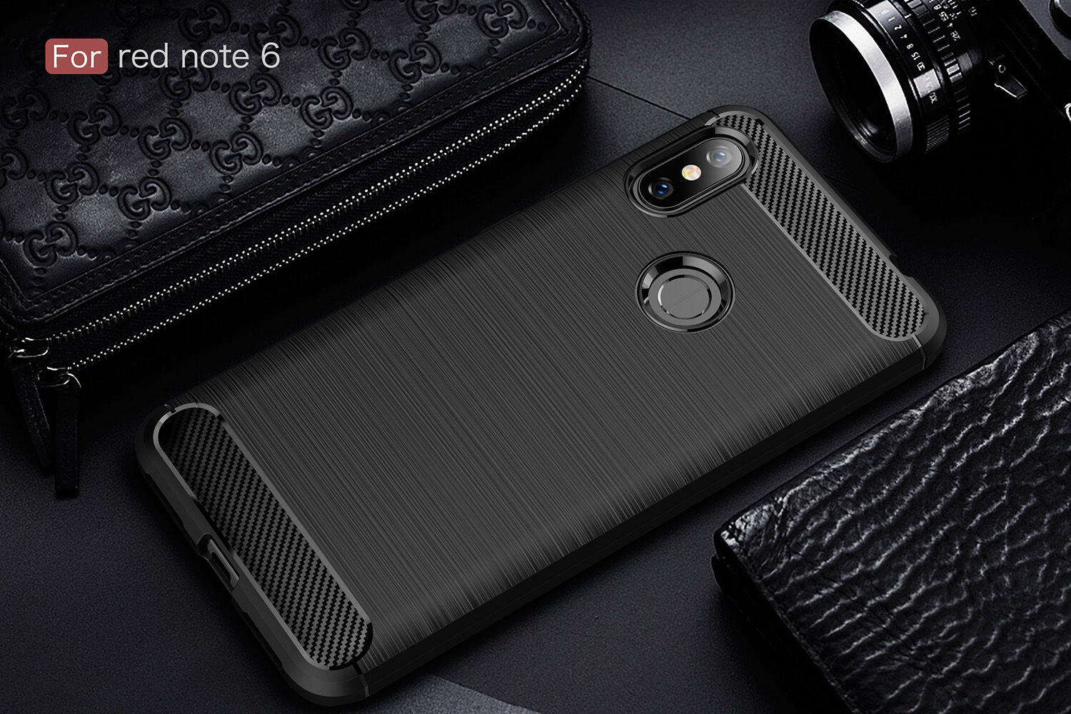 Etui ochronne z teksturą szlifowaną do Xiaomi Redmi Note 6 Pro - szare