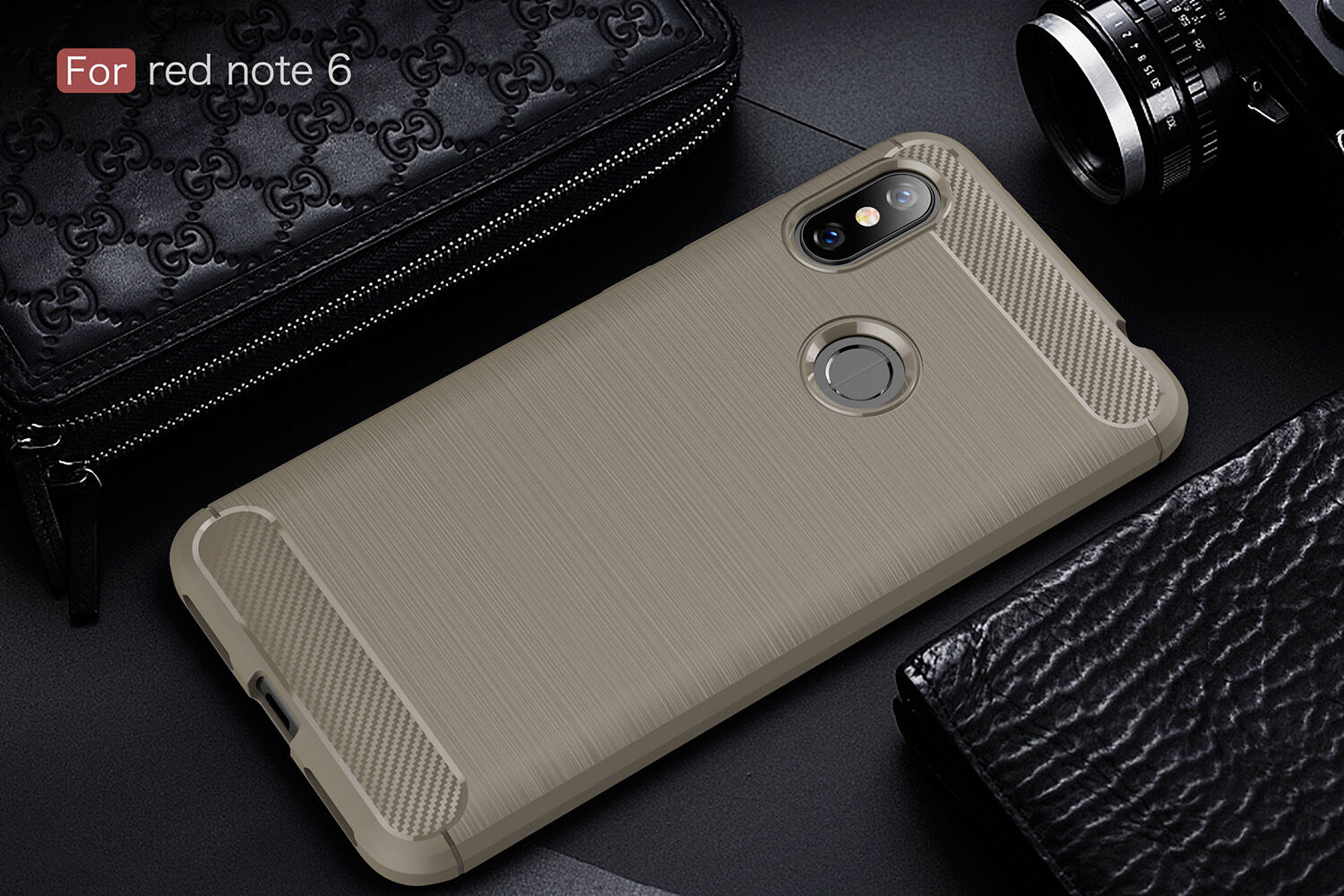 Etui ochronne z teksturą szlifowaną do Xiaomi Redmi Note 6 Pro - szare