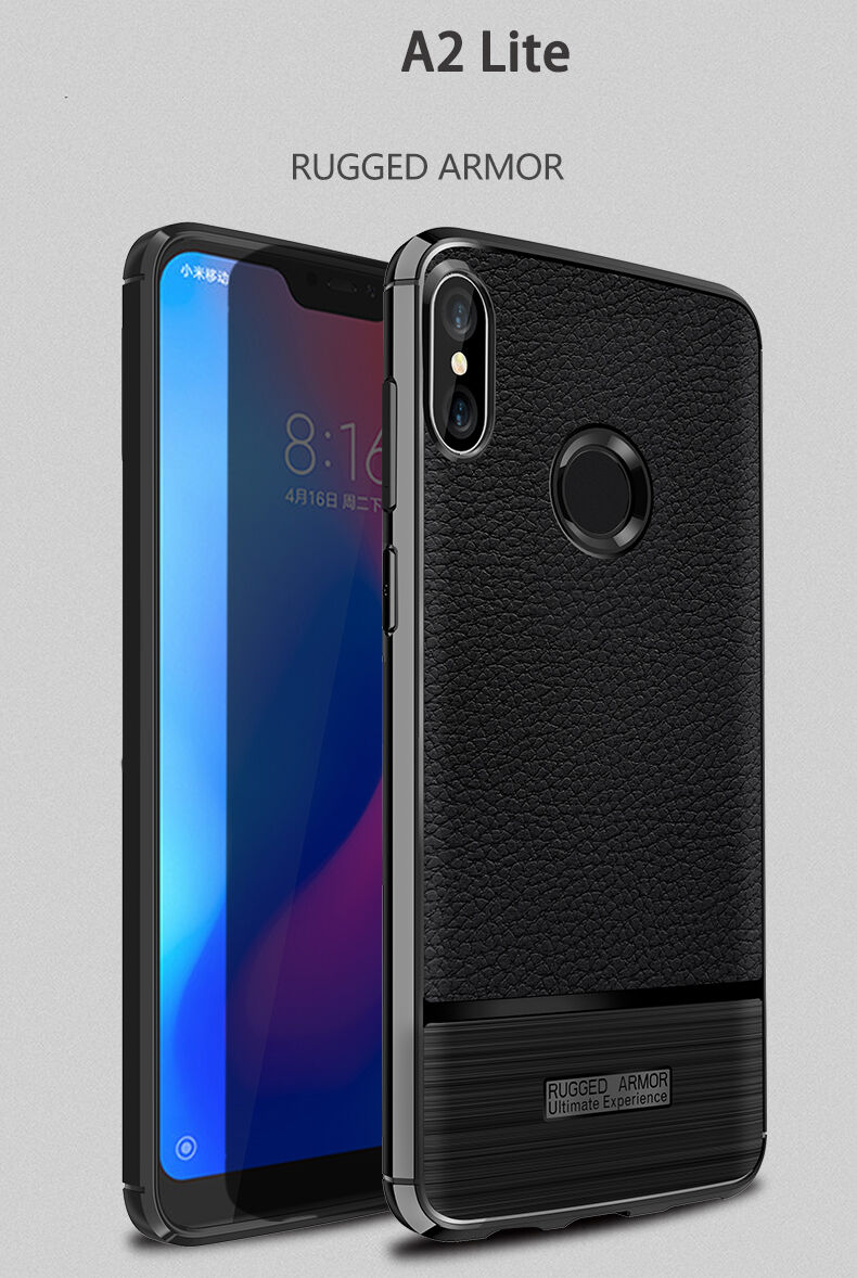 Etui z teksturą szlifowaną i skórzaną do Xiaomi Mi A2 Lite - czarne