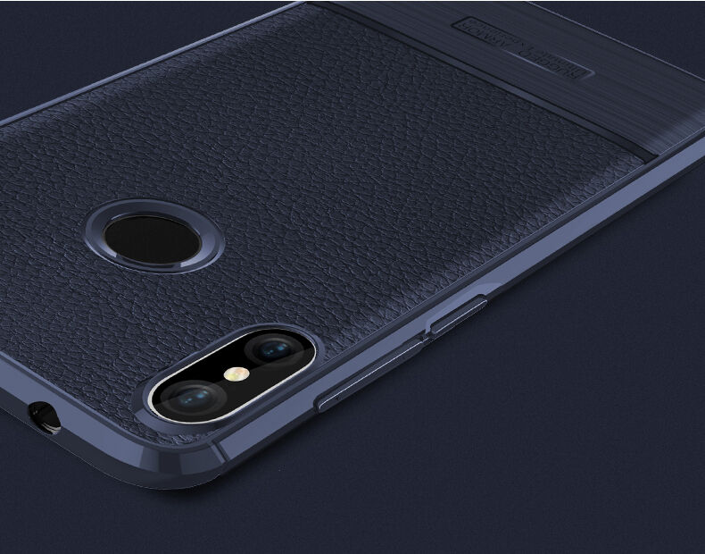 Etui z teksturą szlifowaną i skórzaną do Xiaomi Mi A2 Lite - czarne