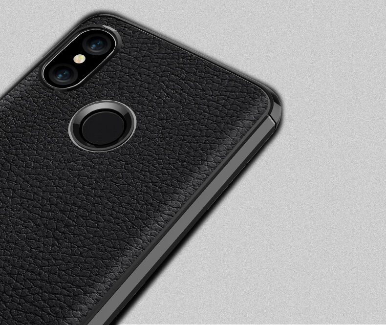 Etui z teksturą szlifowaną i skórzaną do Xiaomi Mi A2 Lite - czarne
