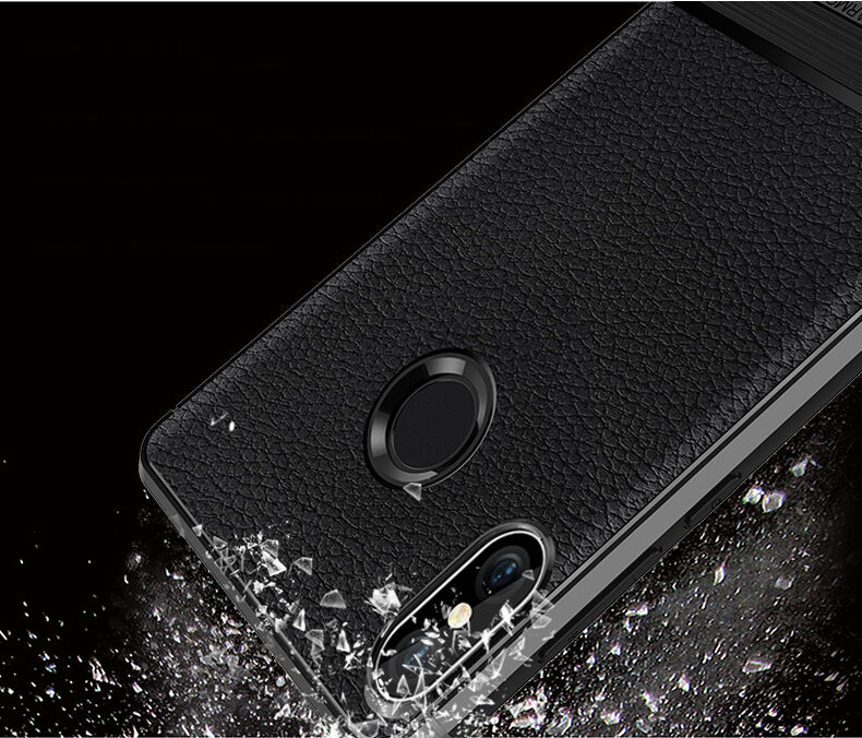 Etui z teksturą szlifowaną i skórzaną do Xiaomi Mi A2 Lite - czarne