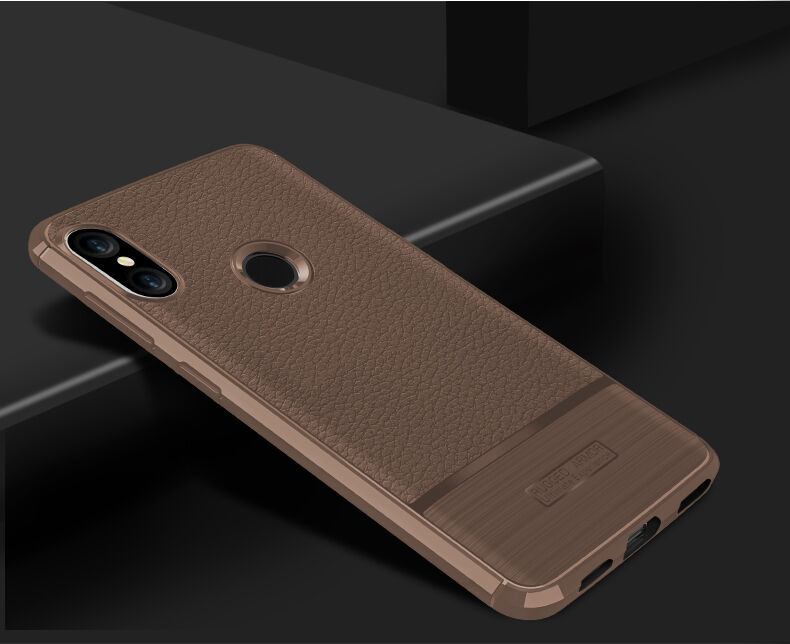 Etui z teksturą szlifowaną i skórzaną do Xiaomi Mi A2 Lite - czarne