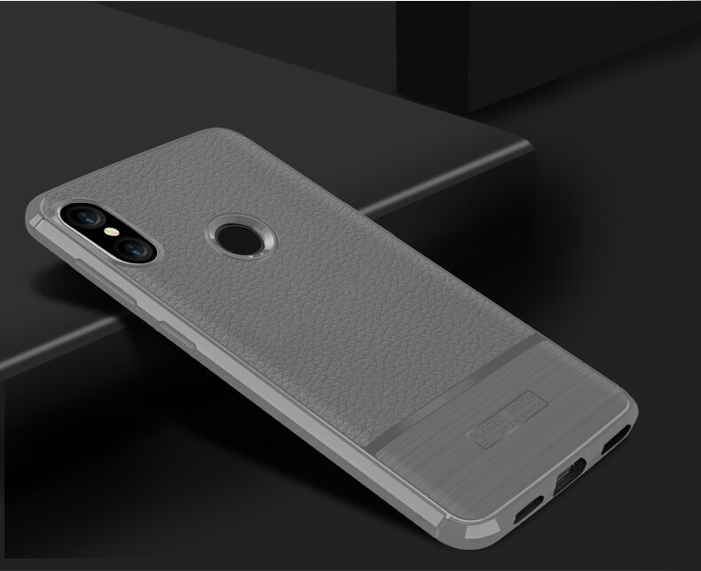 Etui z teksturą szlifowaną i skórzaną do Xiaomi Mi A2 Lite - czarne