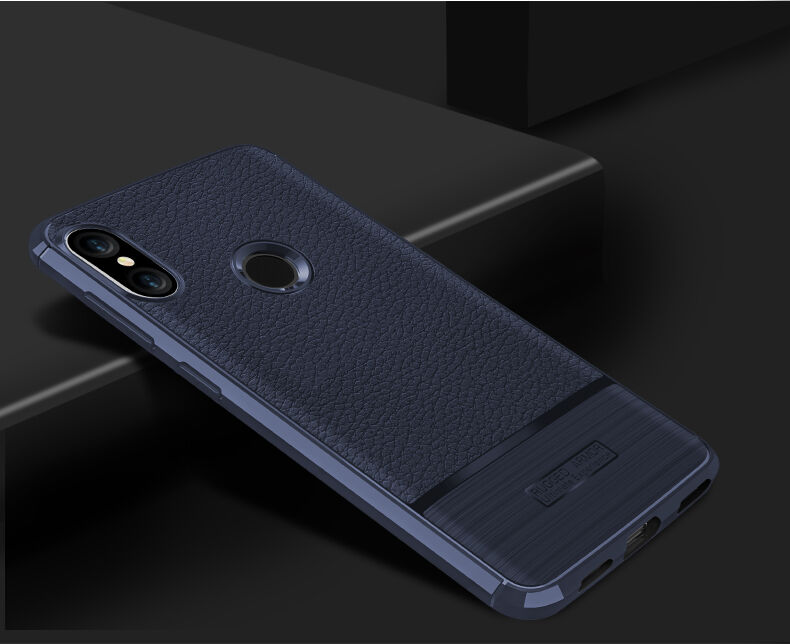 Etui z teksturą szlifowaną i skórzaną do Xiaomi Mi A2 Lite - czarne