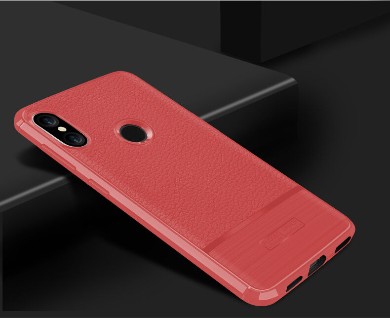 Etui z teksturą szlifowaną i skórzaną do Xiaomi Mi A2 Lite - czarne