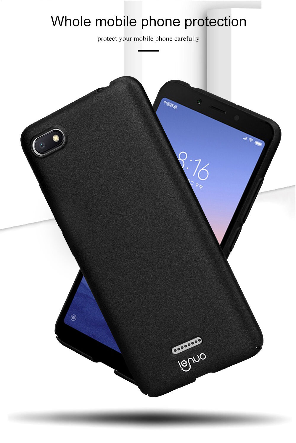 Lenuo twarde jedwabiście gładkie etui do Xiaomi Redmi 6 - czarne