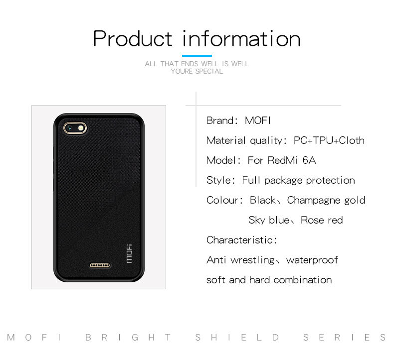 Mofi etui ochronne plastikowe i tekstylne do Xiaomi Redmi 6 - czarne