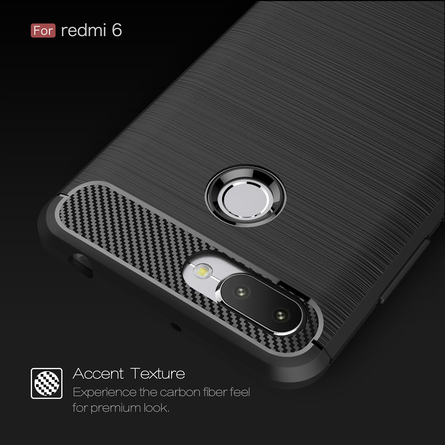 Etui ochronne z teksturą szlifowaną do Xiaomi Redmi 6 - czerwone